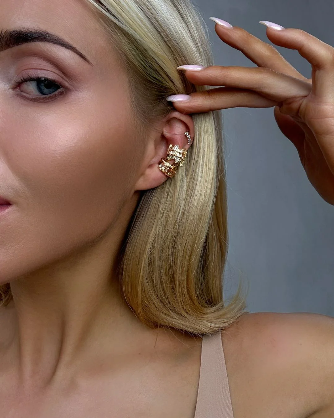 The Frosted Rose ear cuff set - gold plated - Image 10