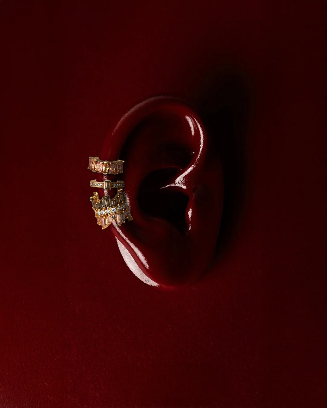 The Frosted Rose ear cuff set - gold plated - Image 5