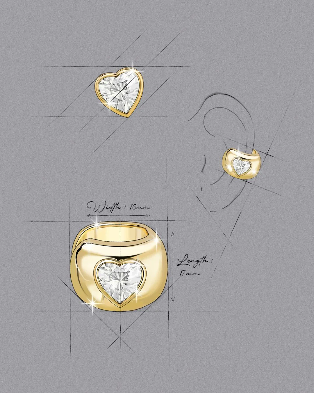 The Amour ear cuff - gold plated - Image 4