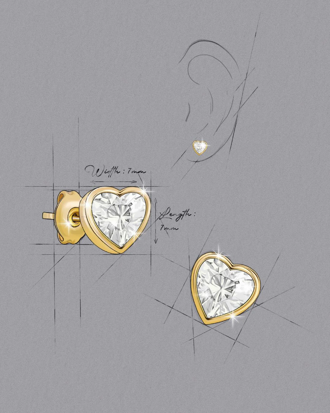 The Amour studs - gold plated - Image 4