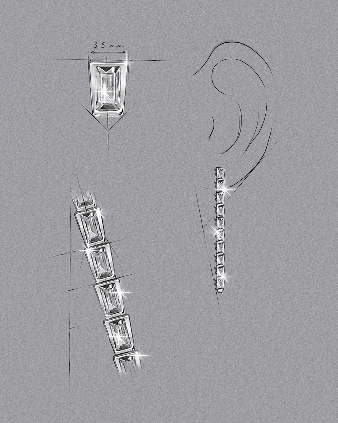 The Ava Tennis earrings - silver plated - Image 4