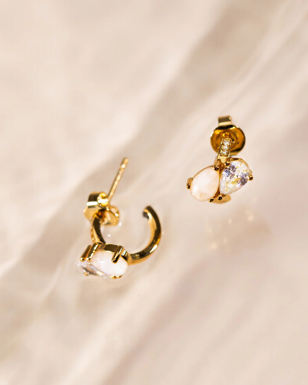 The Ayla Moonstone studs - gold plated - Image 5