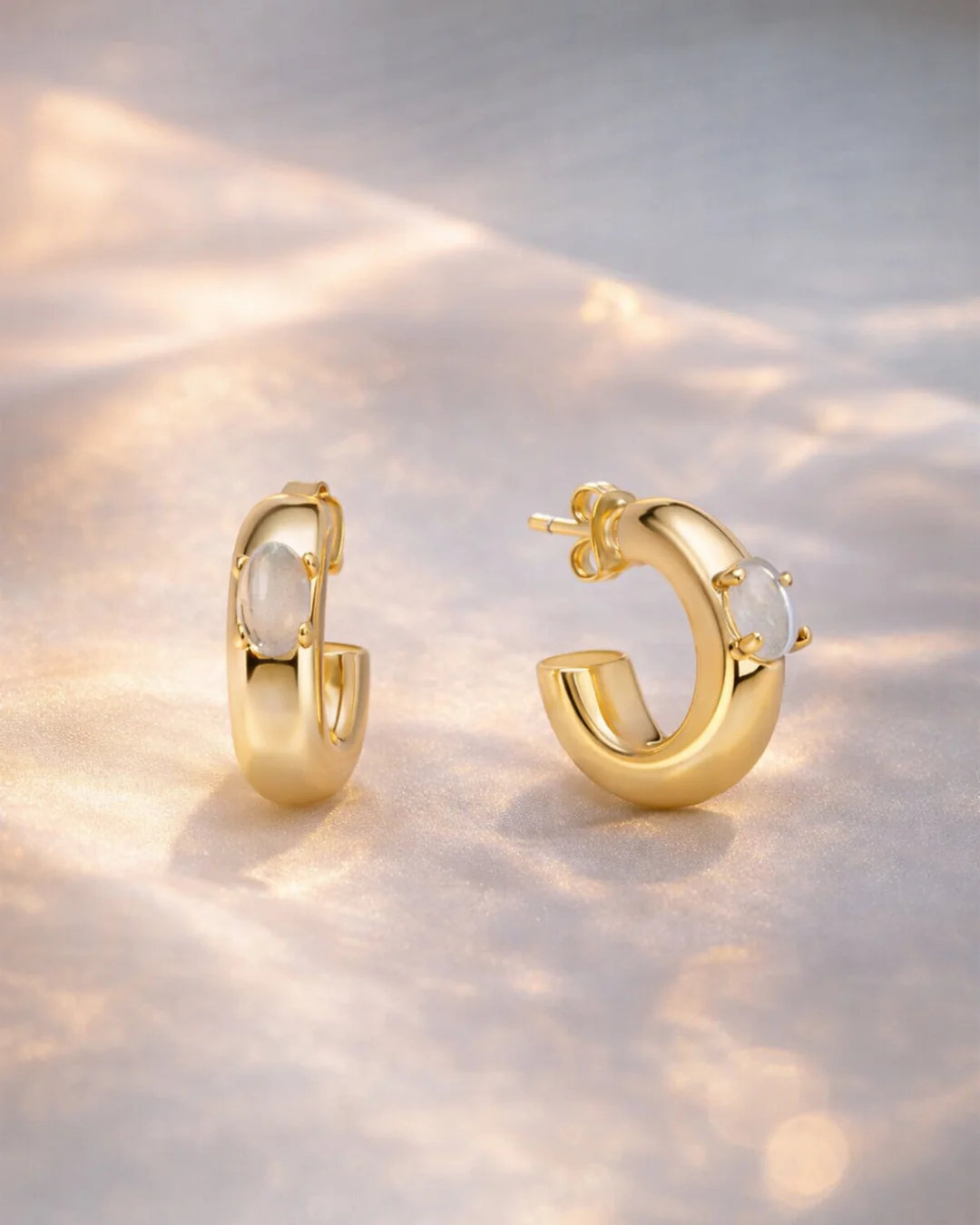 The Chunky Labradorite hoops - gold plated - Image 3
