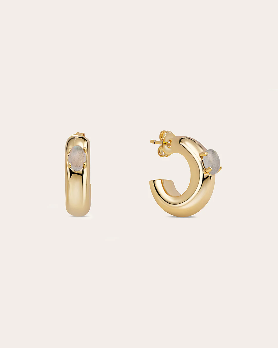 The Chunky Labradorite hoops - gold plated - Image 6