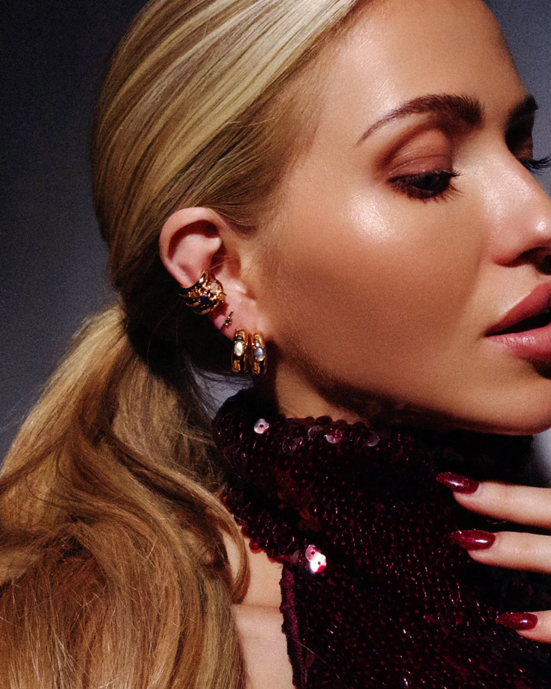 The Gemstone ear cuff set - gold plated - Image 2