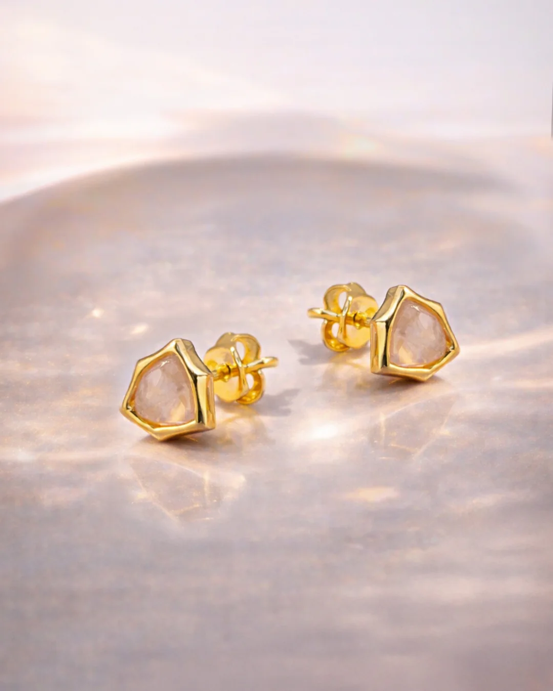 The Moonstone studs - gold plated - Image 3