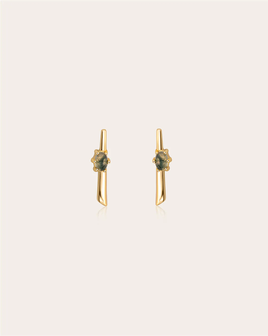 The Moss Agate Force studs - gold plated