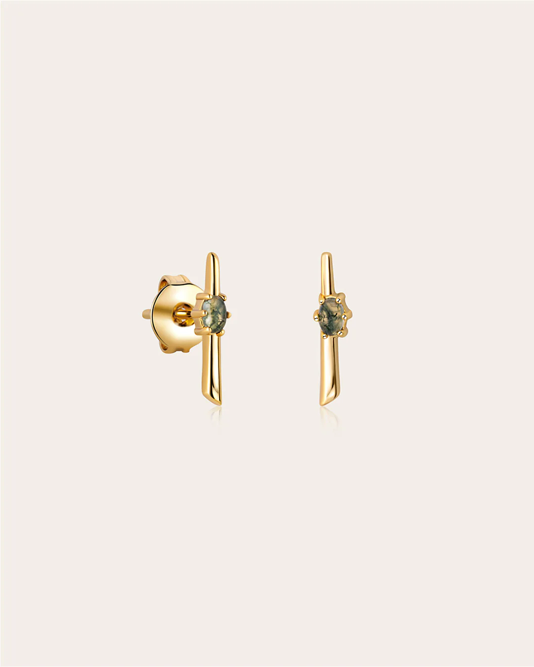 The Moss Agate Force studs - gold plated - Image 5