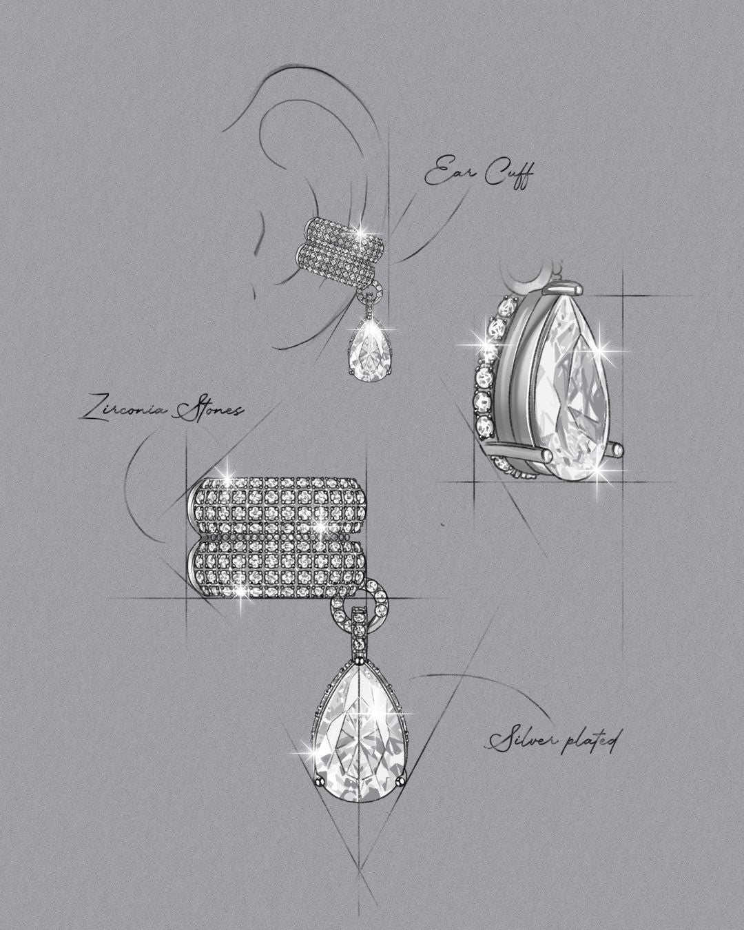 The Victoria ear cuff - silver plated - Image 4